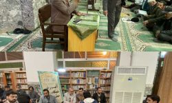 حضور رییس سازمان بسیج حقوق دانان کشور در بین نمازگزاران مسجد امام حسین (ع )بیرجند و میز خدمت حقوق یاران جهادگر این مسجد