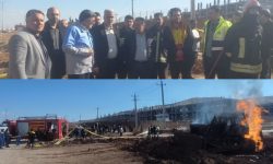 مهار آتش سوزی در لوله اصلی گاز در مسیر کرمانشاه_سراب نیلوفر