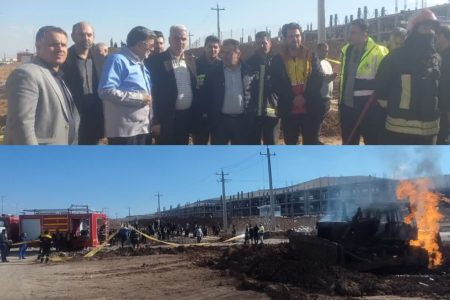 مهار آتش سوزی در لوله اصلی گاز در مسیر کرمانشاه_سراب نیلوفر